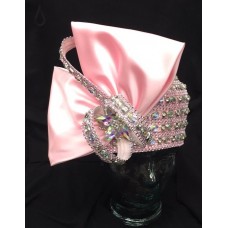 New Whittall And Shon Light Pink Hat With Pink Sequins Opaque Stones Adjustable  eb-18669599